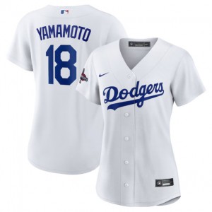 MLB Dodgers 18 Yoshinobu Yamamoto White 2024 World Series Champions Women Jersey(Run Small) MLB Dodgers 18 Yoshinobu Yamamoto White 2024 World Series Champions Women Jersey(Run Small)