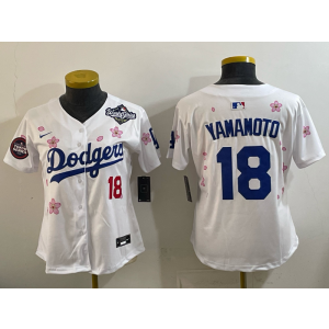 MLB Dodgers 18 Yoshinobu Yamamoto White Toyko 2025 World Series Nike Cool Base Women Jersey MLB Dodgers 18 Yoshinobu Yamamoto White Toyko 2025 World Series Nike Cool Base Women Jersey