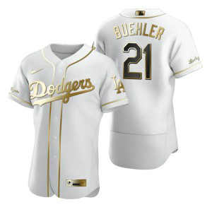 MLB Dodgers 21 Walker Buehler White Gold Flexbase Men Jersey MLB Dodgers 21 Walker Buehler White Gold Flexbase Men Jersey