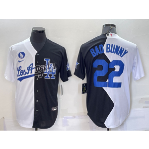 MLB Dodgers 22 Bad Bunny White Black Nike Cool Base Split Men Jersey MLB Dodgers 22 Bad Bunny White Black Nike Cool Base Split Men Jersey