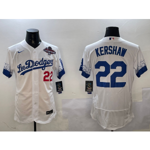 MLB Dodgers 22 Clayton Kershaw 2024 Champion White City Nike Flexbase Men Jersey MLB Dodgers 22 Clayton Kershaw 2024 Champion White City Nike Flexbase Men Jersey