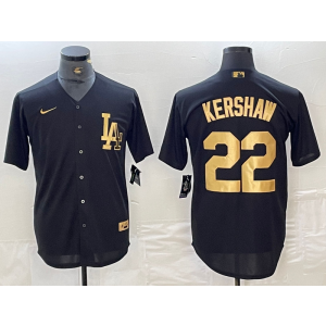 MLB Dodgers 22 Clayton Kershaw Black Gold Nike Cool Base Men Jersey MLB Dodgers 22 Clayton Kershaw Black Gold Nike Cool Base Men Jersey