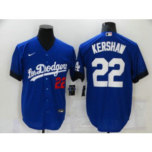 MLB Dodgers 22 Clayton Kershaw Blue 2021 City Connect Cool Base Men Jersey MLB Dodgers 22 Clayton Kershaw Blue 2021 City Connect Cool Base Men Jersey