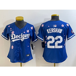 MLB Dodgers 22 Clayton Kershaw Blue 2025 Tokyo Series Nike Cool Base Women Jersey MLB Dodgers 22 Clayton Kershaw Blue 2025 Tokyo Series Nike Cool Base Women Jersey