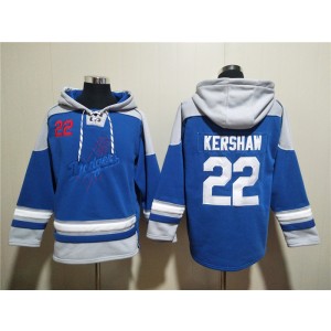 MLB Dodgers 22 Clayton Kershaw Blue Ageless Must-Have Lace-Up Pullover Hoodie MLB Dodgers 22 Clayton Kershaw Blue Ageless Must-Have Lace-Up Pullover Hoodie