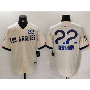 MLB Dodgers 22 Clayton Kershaw Cream 2024 City Connect Nike Cool Base Men Jersey MLB Dodgers 22 Clayton Kershaw Cream 2024 City Connect Nike Cool Base Men Jersey