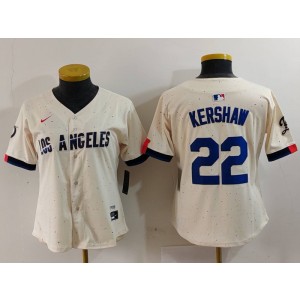 MLB Dodgers 22 Clayton Kershaw Cream 2024 City Connect Nike Cool Base Youth Jersey MLB Dodgers 22 Clayton Kershaw Cream 2024 City Connect Nike Cool Base Youth Jersey