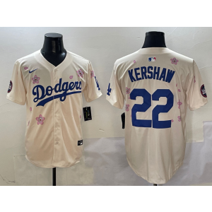 MLB Dodgers 22 Clayton Kershaw Cream 2025 Tokyo Series Nike Cool Base Men Jersey MLB Dodgers 22 Clayton Kershaw Cream 2025 Tokyo Series Nike Cool Base Men Jersey