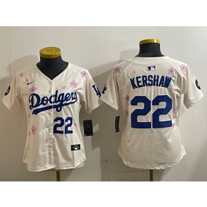 MLB Dodgers 22 Clayton Kershaw Cream 2025 Tokyo Series Nike Cool Base Women Jersey MLB Dodgers 22 Clayton Kershaw Cream 2025 Tokyo Series Nike Cool Base Women Jersey