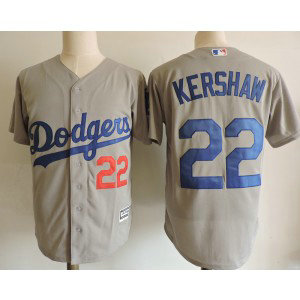 MLB Dodgers 22 Clayton Kershaw Gray Cool Base Men Jersey MLB Dodgers 22 Clayton Kershaw Gray Cool Base Men Jersey