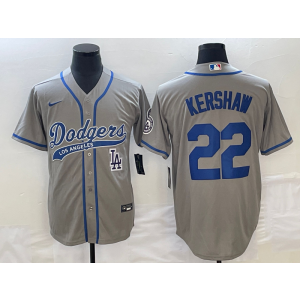 MLB Dodgers 22 Clayton Kershaw Grey Baseball Logo Nike Cool Base Men Jersey MLB Dodgers 22 Clayton Kershaw Grey Baseball Logo Nike Cool Base Men Jersey