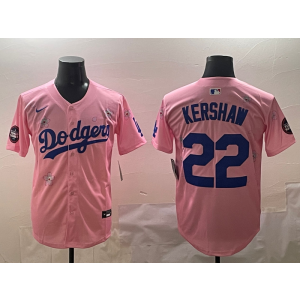 MLB Dodgers 22 Clayton Kershaw Pink 2025 Tokyo Series Nike Cool Base Men Jersey MLB Dodgers 22 Clayton Kershaw Pink 2025 Tokyo Series Nike Cool Base Men Jersey