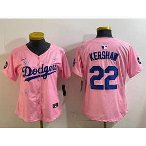 MLB Dodgers 22 Clayton Kershaw Pink 2025 Tokyo Series Nike Cool Base Women Jersey MLB Dodgers 22 Clayton Kershaw Pink 2025 Tokyo Series Nike Cool Base Women Jersey