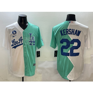 MLB Dodgers 22 Clayton Kershaw Split Nike Cool Base Men Jersey MLB Dodgers 22 Clayton Kershaw Split Nike Cool Base Men Jersey