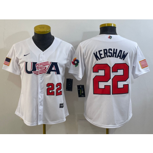MLB Dodgers 22 Clayton Kershaw White 2023 World Baseball Classic Youth Jersey MLB Dodgers 22 Clayton Kershaw White 2023 World Baseball Classic Youth Jersey