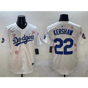 MLB Dodgers 22 Clayton Kershaw White 2025 Tokyo Series Nike Cool Base Men Jersey MLB Dodgers 22 Clayton Kershaw White 2025 Tokyo Series Nike Cool Base Men Jersey