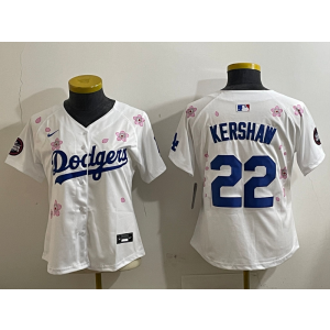 MLB Dodgers 22 Clayton Kershaw White 2025 Tokyo Series Nike Cool Base Women Jersey MLB Dodgers 22 Clayton Kershaw White 2025 Tokyo Series Nike Cool Base Women Jersey