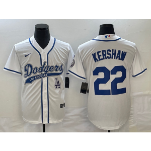 MLB Dodgers 22 Clayton Kershaw White Baseball Logo Nike Cool Base Men Jersey MLB Dodgers 22 Clayton Kershaw White Baseball Logo Nike Cool Base Men Jersey