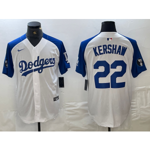MLB Dodgers 22 Clayton Kershaw White Blue Nike Cool Base Men Jersey MLB Dodgers 22 Clayton Kershaw White Blue Nike Cool Base Men Jersey