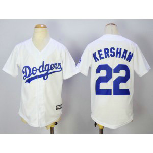 MLB Dodgers 22 Clayton Kershaw White Cool Base Youth Jersey MLB Dodgers 22 Clayton Kershaw White Cool Base Youth Jersey