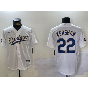 MLB Dodgers 22 Clayton Kershaw White Gold Nike Cool Base Men Jersey MLB Dodgers 22 Clayton Kershaw White Gold Nike Cool Base Men Jersey