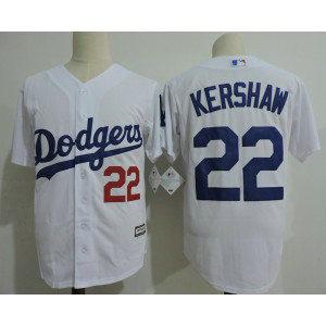 MLB Dodgers 22 Clayton Kershaw White New Cool Base Men Jersey MLB Dodgers 22 Clayton Kershaw White New Cool Base Men Jersey
