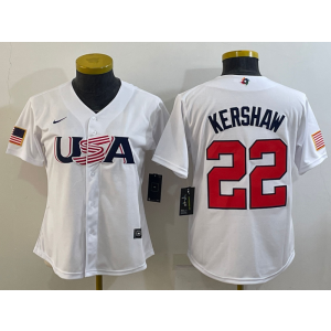 MLB Dodgers 22 Clayton Kershaw White Nike 2023 World Baseball Classic Youth Jersey MLB Dodgers 22 Clayton Kershaw White Nike 2023 World Baseball Classic Youth Jersey