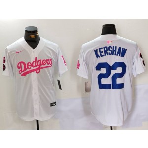 MLB Dodgers 22 Clayton Kershaw White Pink Nike Cool Base Men Jersey MLB Dodgers 22 Clayton Kershaw White Pink Nike Cool Base Men Jersey