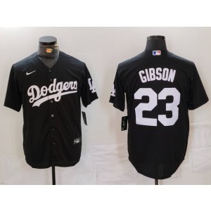 MLB Dodgers 23 Gibson Black Nike Cool Base Men Jersey MLB Dodgers 23 Gibson Black Nike Cool Base Men Jersey