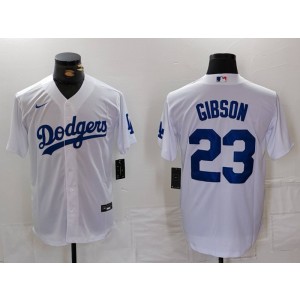 MLB Dodgers 23 Gibson White Nike Cool Base Men Jersey MLB Dodgers 23 Gibson White Nike Cool Base Men Jersey
