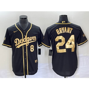 MLB Dodgers 24 & 8 Kobe Bryant Black Gold Baseball Nike Cool Base Men Jersey MLB Dodgers 24 & 8 Kobe Bryant Black Gold Baseball Nike Cool Base Men Jersey