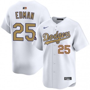 MLB Dodgers 25 Tommy Edman 2025 Gold Collection Nike Cool Base Men Jersey MLB Dodgers 25 Tommy Edman 2025 Gold Collection Nike Cool Base Men Jersey