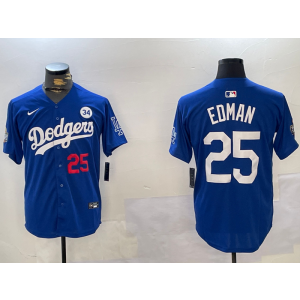 MLB Dodgers 25 Tommy Edman Blue 2024 World Series Nike Cool Base Men Jersey MLB Dodgers 25 Tommy Edman Blue 2024 World Series Nike Cool Base Men Jersey