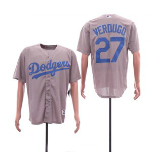 MLB Dodgers 27 Alex Verdugo Gray Cool Base Men Jersey MLB Dodgers 27 Alex Verdugo Gray Cool Base Men Jersey