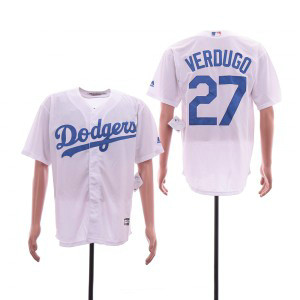 MLB Dodgers 27 Alex Verdugo White Cool Base Men Jersey MLB Dodgers 27 Alex Verdugo White Cool Base Men Jersey