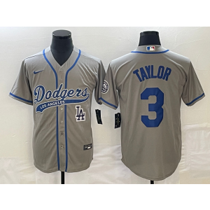 MLB Dodgers 3 Chris Taylor Grey Baseball Logo Nike Cool Base Men Jersey MLB Dodgers 3 Chris Taylor Grey Baseball Logo Nike Cool Base Men Jersey
