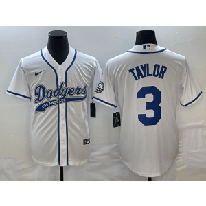 MLB Dodgers 3 Chris Taylor White Baseball Logo Nike Cool Base Men Jersey MLB Dodgers 3 Chris Taylor White Baseball Logo Nike Cool Base Men Jersey