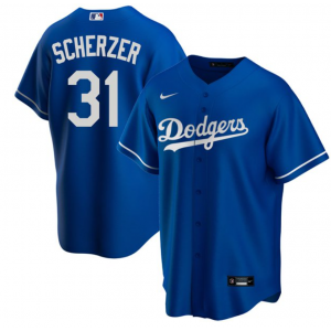 MLB Dodgers 31 Max Scherzer Blue Nike Cool Base Men Jersey MLB Dodgers 31 Max Scherzer Blue Nike Cool Base Men Jersey