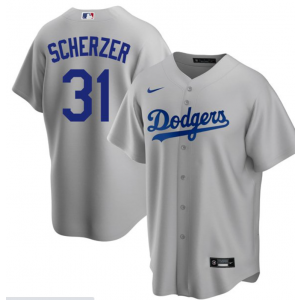 MLB Dodgers 31 Max Scherzer Grey Nike Cool Base Men Jersey MLB Dodgers 31 Max Scherzer Grey Nike Cool Base Men Jersey