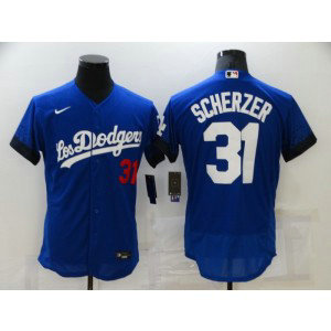 MLB Dodgers 31 Max Scherzer Royal 2021 City Connect Flexbase Men Jersey MLB Dodgers 31 Max Scherzer Royal 2021 City Connect Flexbase Men Jersey