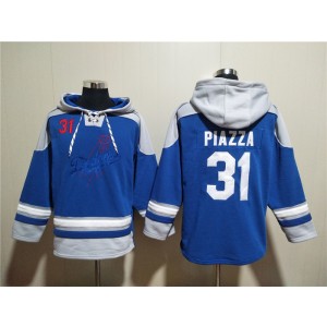 MLB Dodgers 31 Mike Piazza Blue Ageless Must-Have Lace-Up Pullover Hoodie MLB Dodgers 31 Mike Piazza Blue Ageless Must-Have Lace-Up Pullover Hoodie