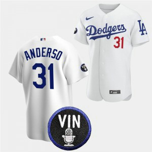 MLB Dodgers 31 Tyler Anderson 2022 White Vin Scully Patch Nike Cool Base Men Jersey MLB Dodgers 31 Tyler Anderson 2022 White Vin Scully Patch Nike Cool Base Men Jersey