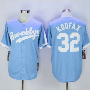MLB Dodgers 32 Sandy Koufax Light Blue Mitchell and Ness Throwback Men Jersey MLB Dodgers 32 Sandy Koufax Light Blue Mitchell and Ness Throwback Men Jersey