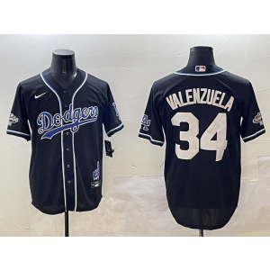 MLB Dodgers 34 Fernando Valenzuela Black 2024 World Series Champion Nike Cool Base Men Jersey MLB Dodgers 34 Fernando Valenzuela Black 2024 World Series Champion Nike Cool Base Men Jersey