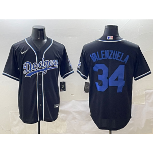 MLB Dodgers 34 Fernando Valenzuela Black Blue Nike Cool Base Men Jersey MLB Dodgers 34 Fernando Valenzuela Black Blue Nike Cool Base Men Jersey