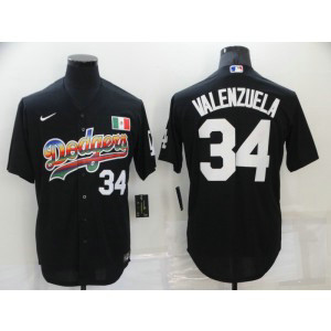 MLB Dodgers 34 Fernando Valenzuela Black Rainbow Nike Cool Base Men Jersey MLB Dodgers 34 Fernando Valenzuela Black Rainbow Nike Cool Base Men Jersey