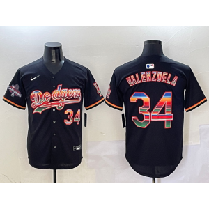 MLB Dodgers 34 Fernando Valenzuela Black Rainbowl Nike Cool Base Men Jersey MLB Dodgers 34 Fernando Valenzuela Black Rainbowl Nike Cool Base Men Jersey