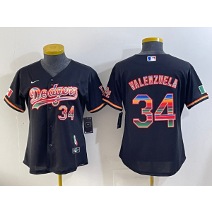 MLB Dodgers 34 Fernando Valenzuela Black Rainbowl Nike Cool Base Women Jersey MLB Dodgers 34 Fernando Valenzuela Black Rainbowl Nike Cool Base Women Jersey