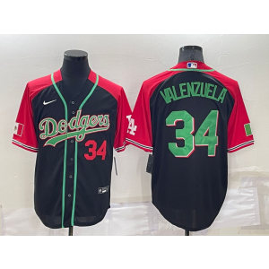 MLB Dodgers 34 Fernando Valenzuela Black Red Mexcio Cool Base Men Jersey MLB Dodgers 34 Fernando Valenzuela Black Red Mexcio Cool Base Men Jersey
