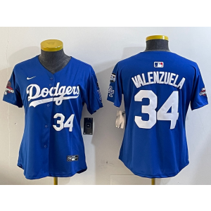 MLB Dodgers 34 Fernando Valenzuela Blue 2024 World Series Champion Nike Cool Base Women Jersey MLB Dodgers 34 Fernando Valenzuela Blue 2024 World Series Champion Nike Cool Base Women Jersey